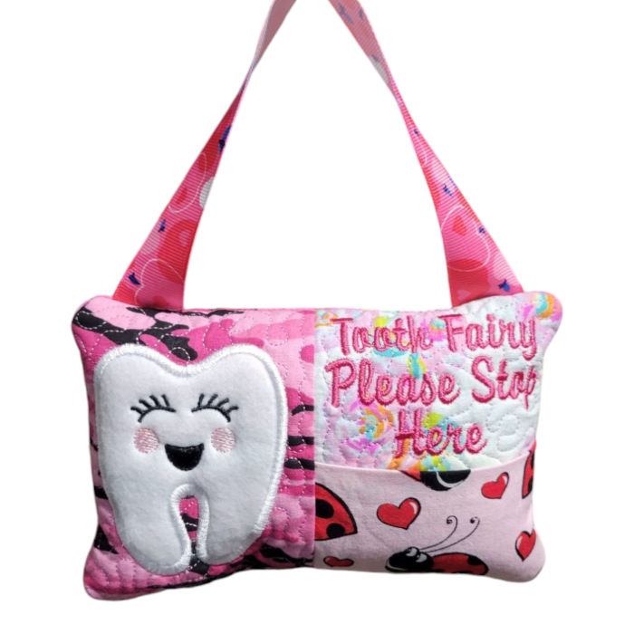 Handmade Girl Tooth Fairy Pillow with Pocket | Lost Tooth Keepsake Gift for Kids