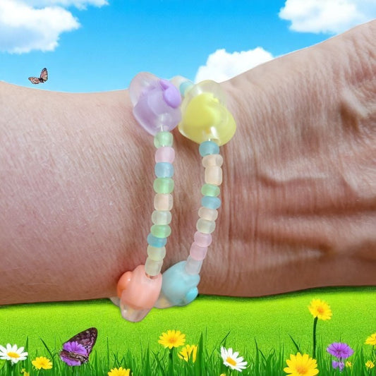 Glow in the Dark Pastel Love Bracelet | Cute Handmade Memory Wire Jewelry