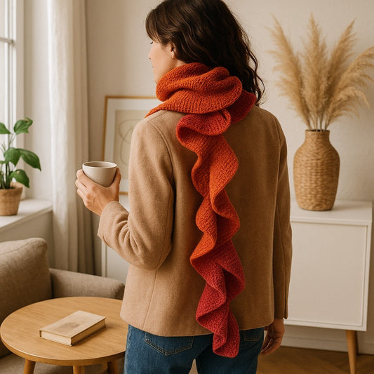 Pumpkin and Spice Handmade Ruffled Scarf | Cozy & Warm
