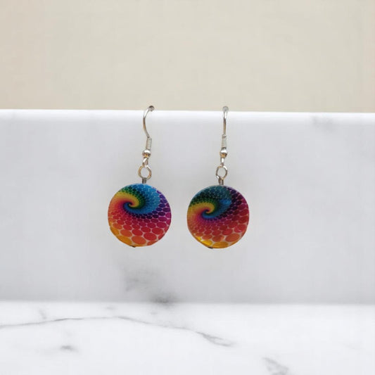 Rainbow Shell Earrings | Nickel-Free | 1.5" Drop