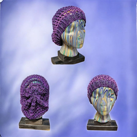 Purple Majesty Slouchy Hat – Handmade Acrylic Beanie | One Size Fits Most