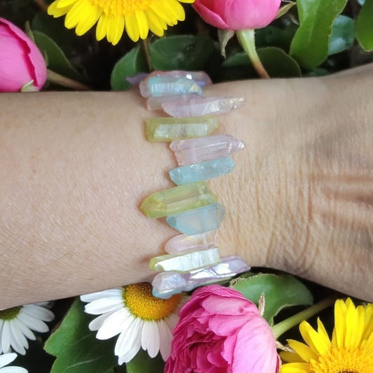 Faux Crystal Stretch Bracelet | Pastel Handmade Beaded Jewelry in 2 Sizes