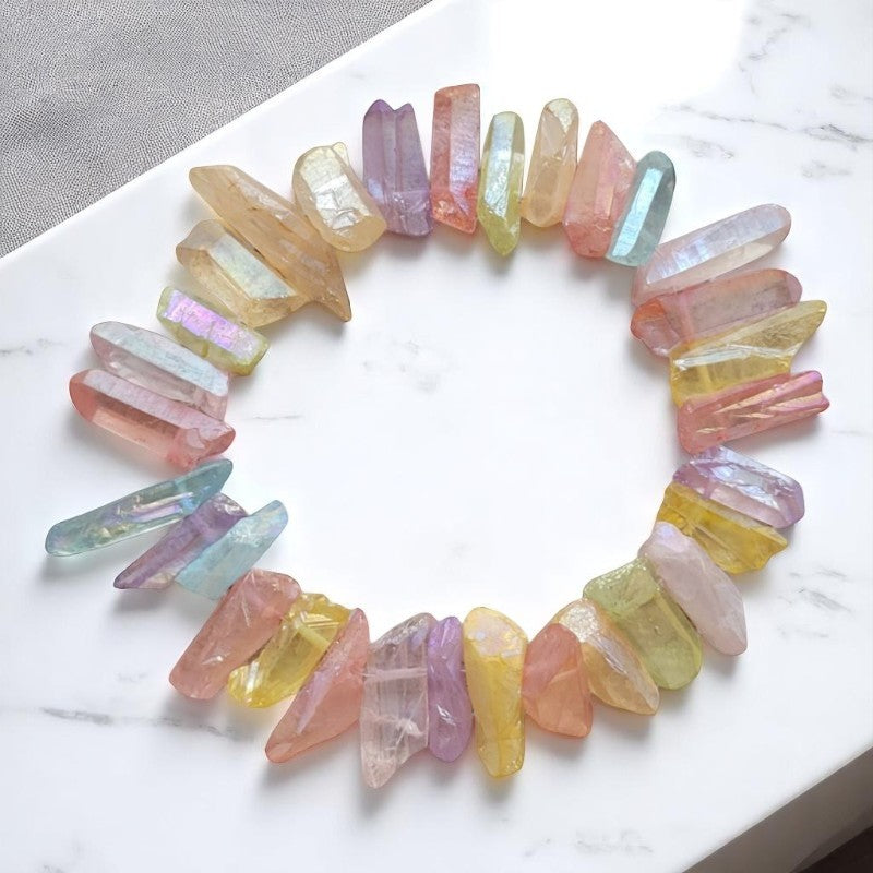 Faux Crystal Stretch Bracelet | Pastel Handmade Beaded Jewelry in 2 Sizes