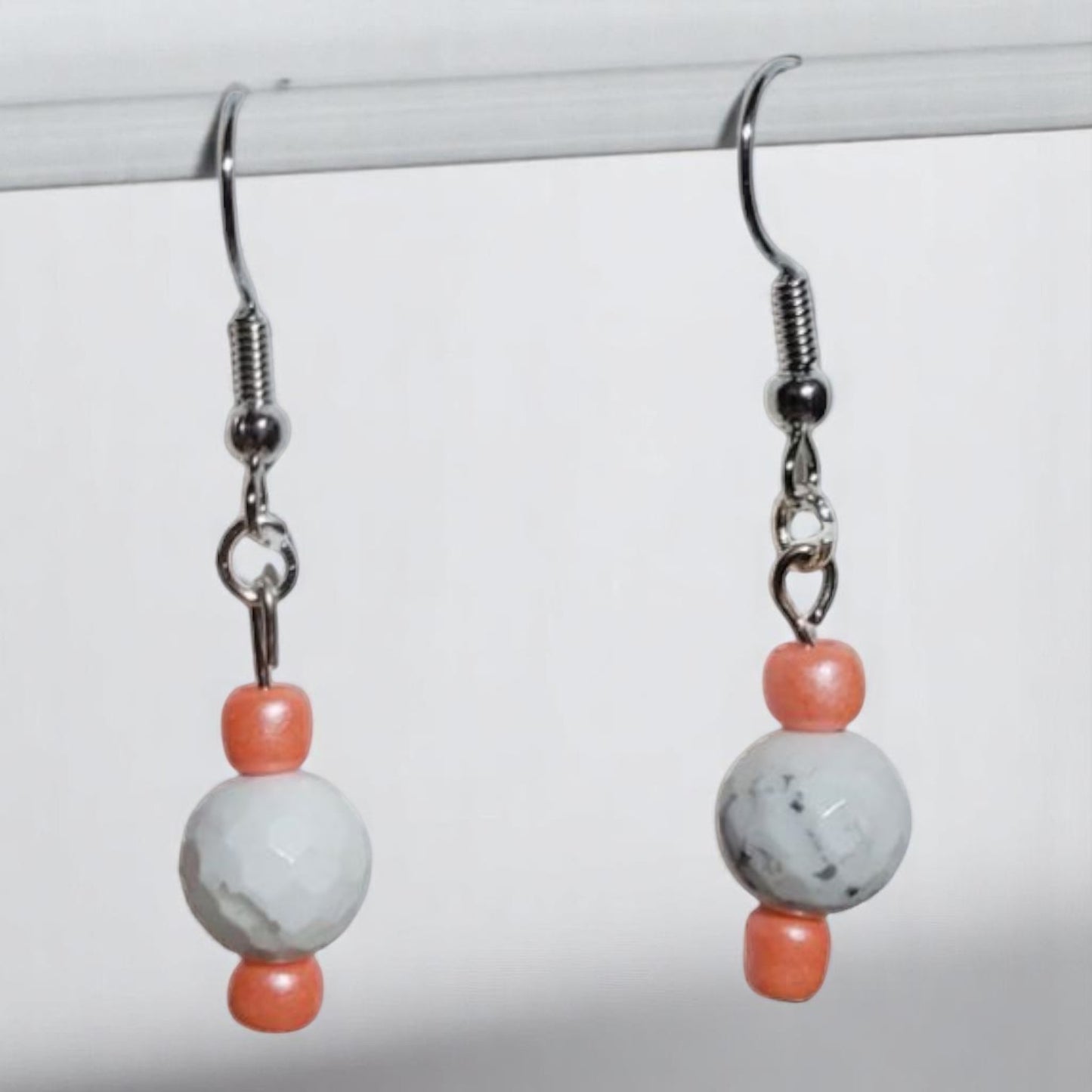 Textured Round and Apricot Drop Earrings| 1" Drop, Nickel-Free