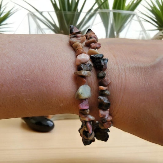 Natural Stones Memory Wire Bracelet | Handmade & Plus-Size Friendly Jewelry