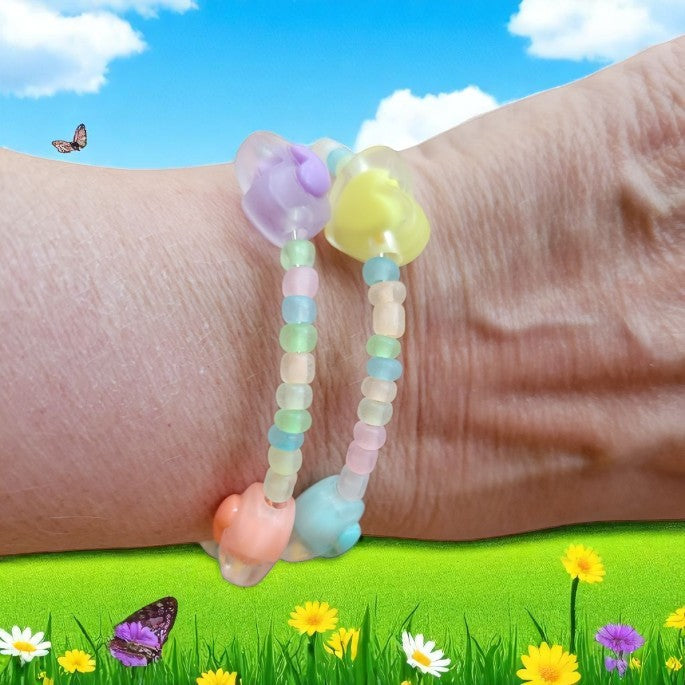 Glow in the Dark Pastel Love Bracelet | Cute Handmade Memory Wire Jewelry