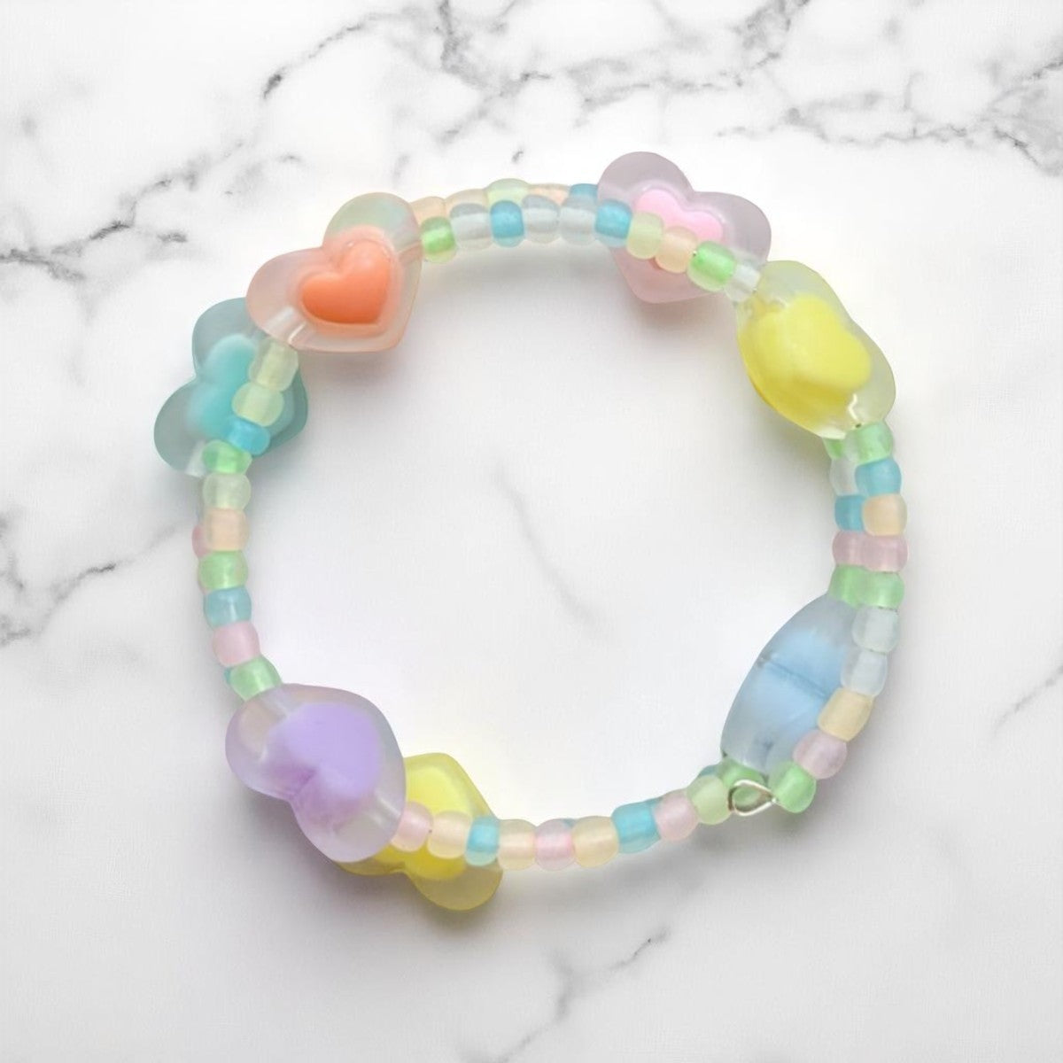 Glow in the Dark Pastel Love Bracelet | Cute Handmade Memory Wire Jewelry
