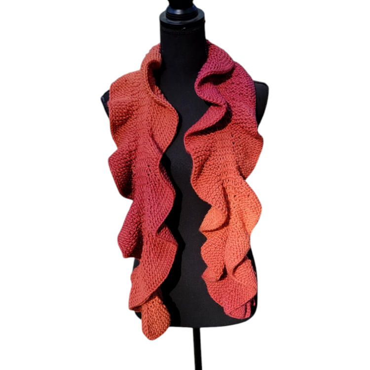 Pumpkin and Spice Handmade Ruffled Scarf | Cozy & Warm