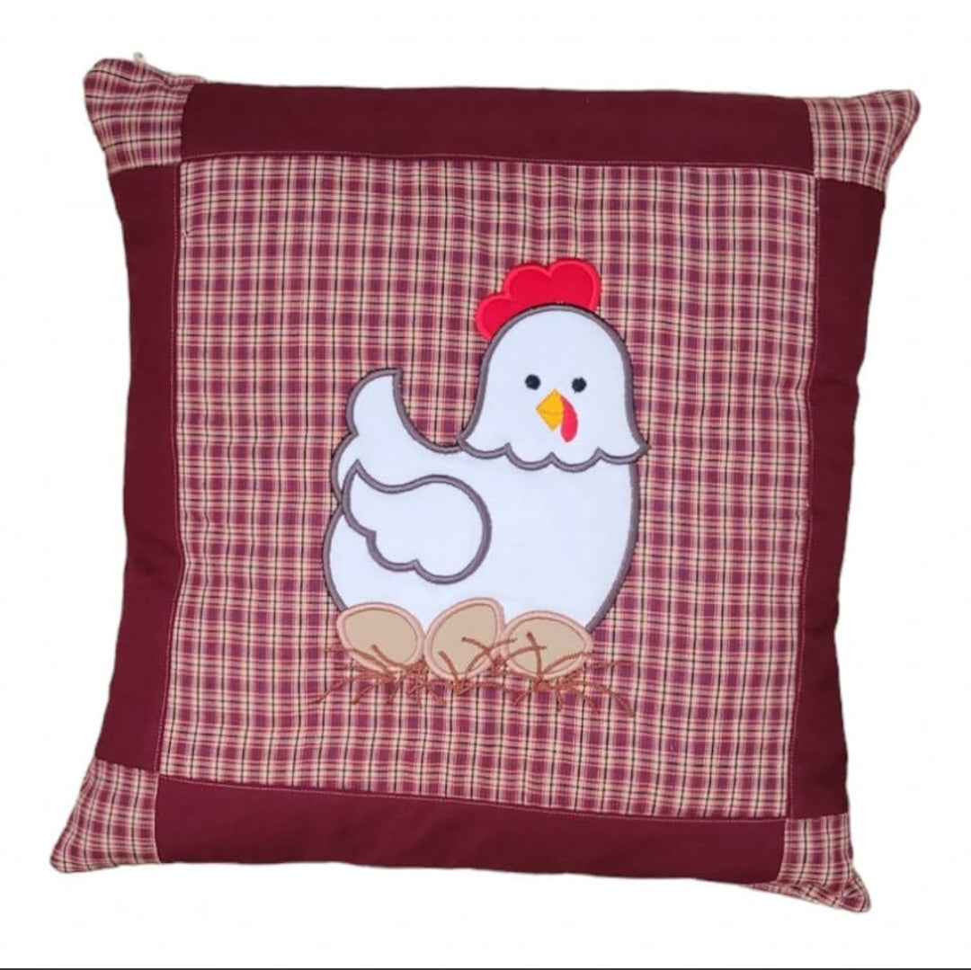 Farmhouse Chicken Pillow Cover | 18 Inch Decorative Throw Pillow Cover