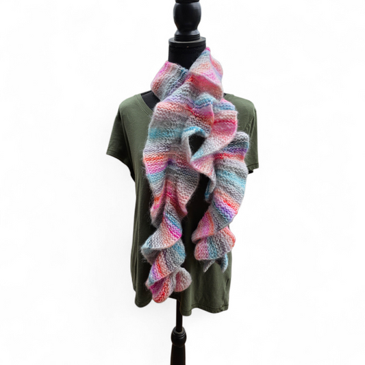 Handmade Wool Blend Ruffle Scarf – Adult Length, Limited Colors