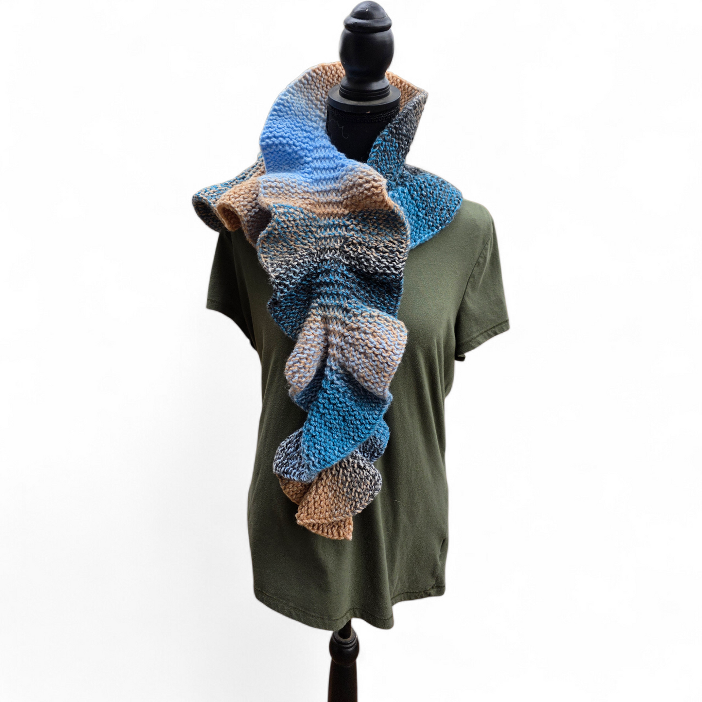 Premium Acrylic Handmade Scarf – Adult Length Ruffled Edge Scarf in Vibrant Color