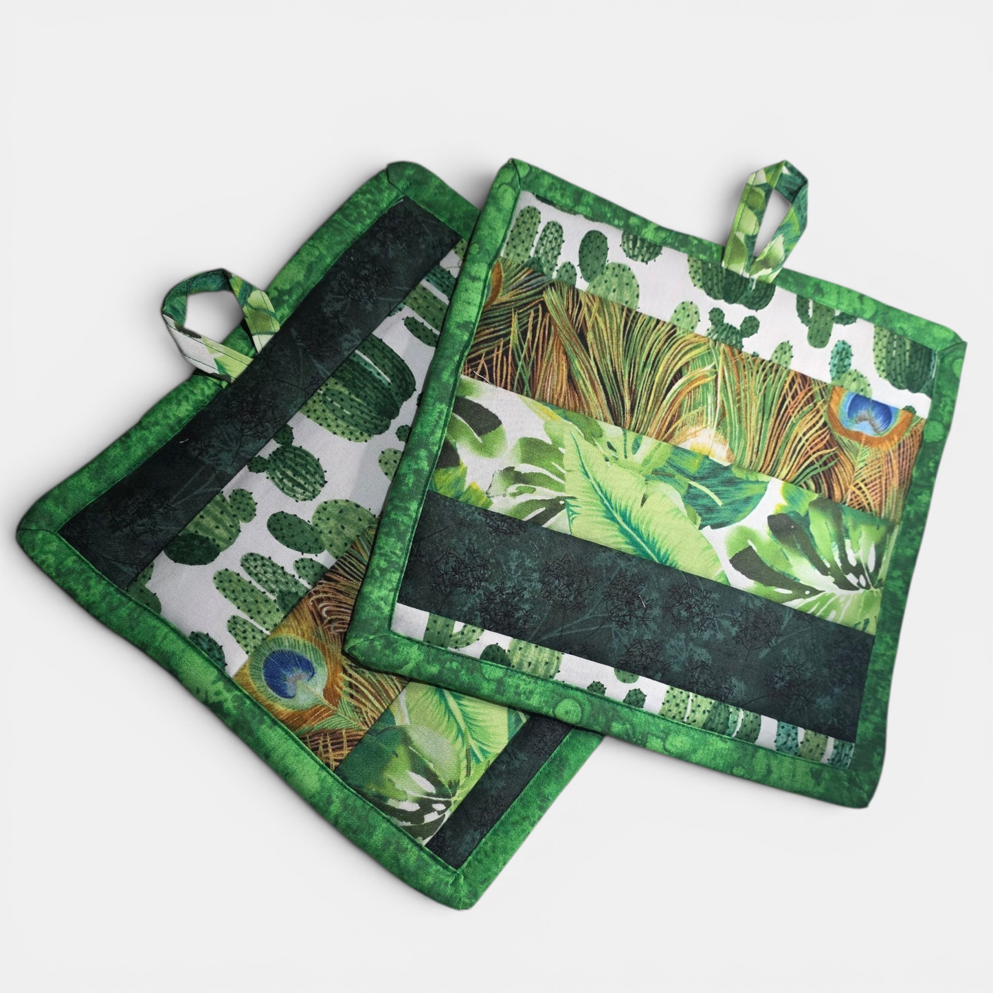 Quilted Stripes Oversized Potholder Set – Handmade Cotton Heat Resistant Hot Pads