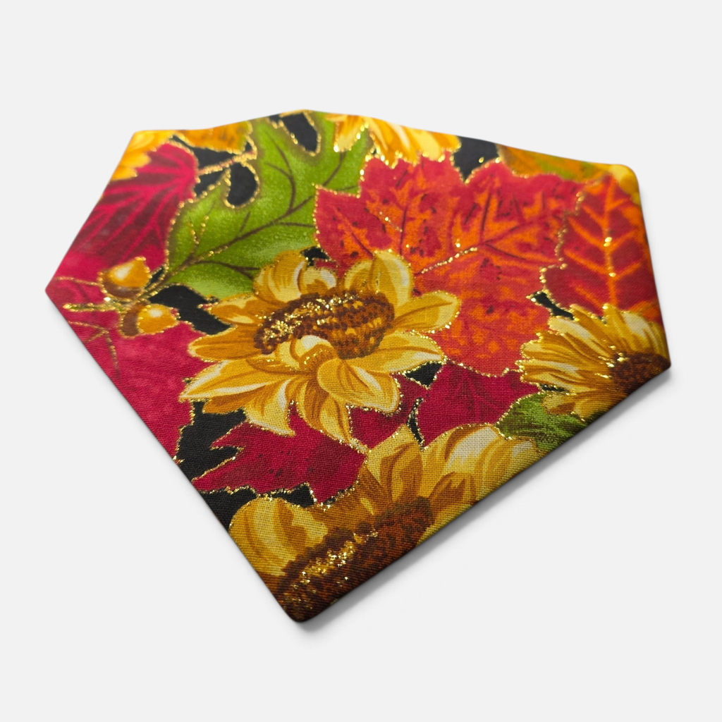 Glittery Autumn Sunflowers Scrunchie Dog Bandana
