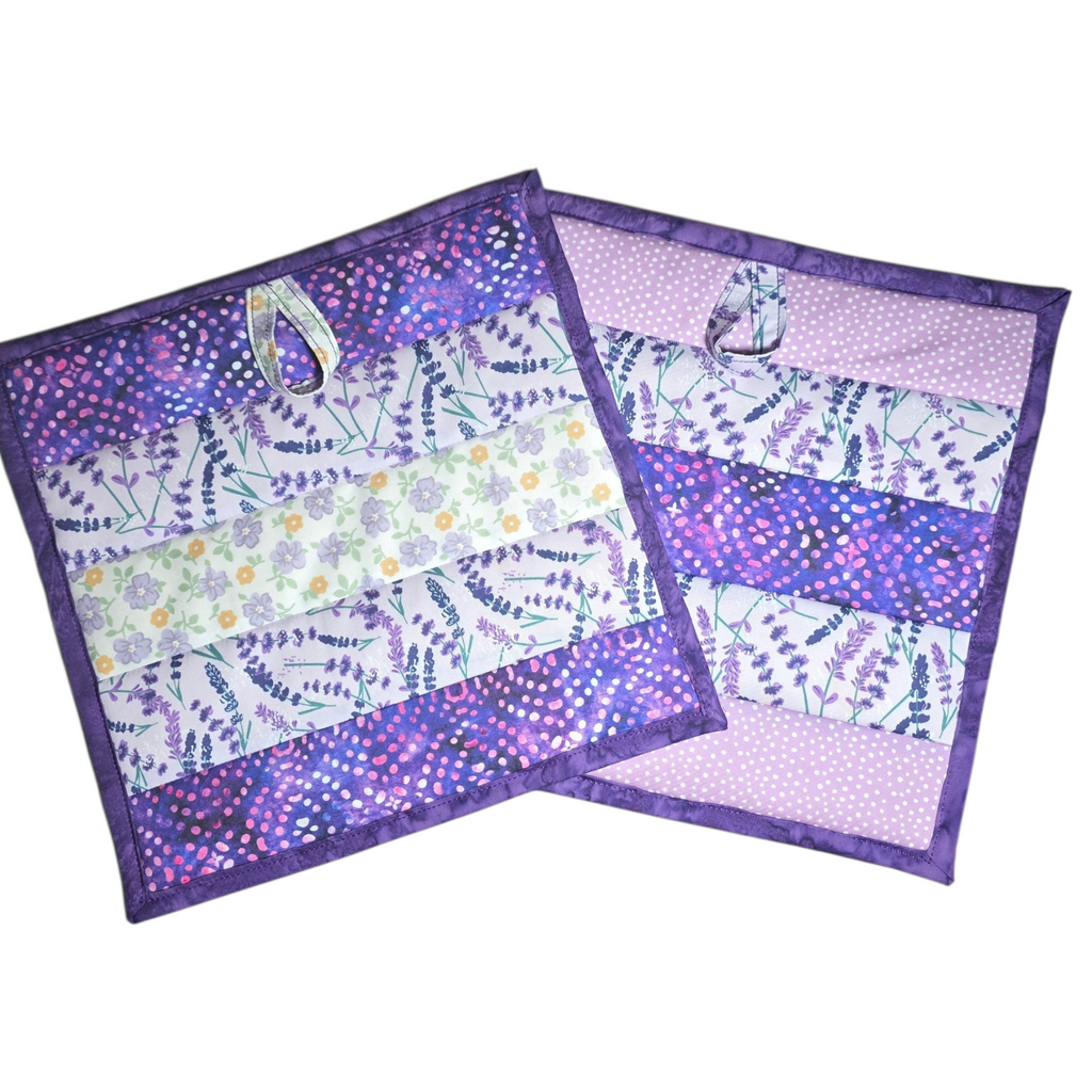 Quilted Stripes Oversized Potholder Set – Handmade Cotton Heat Resistant Hot Pads