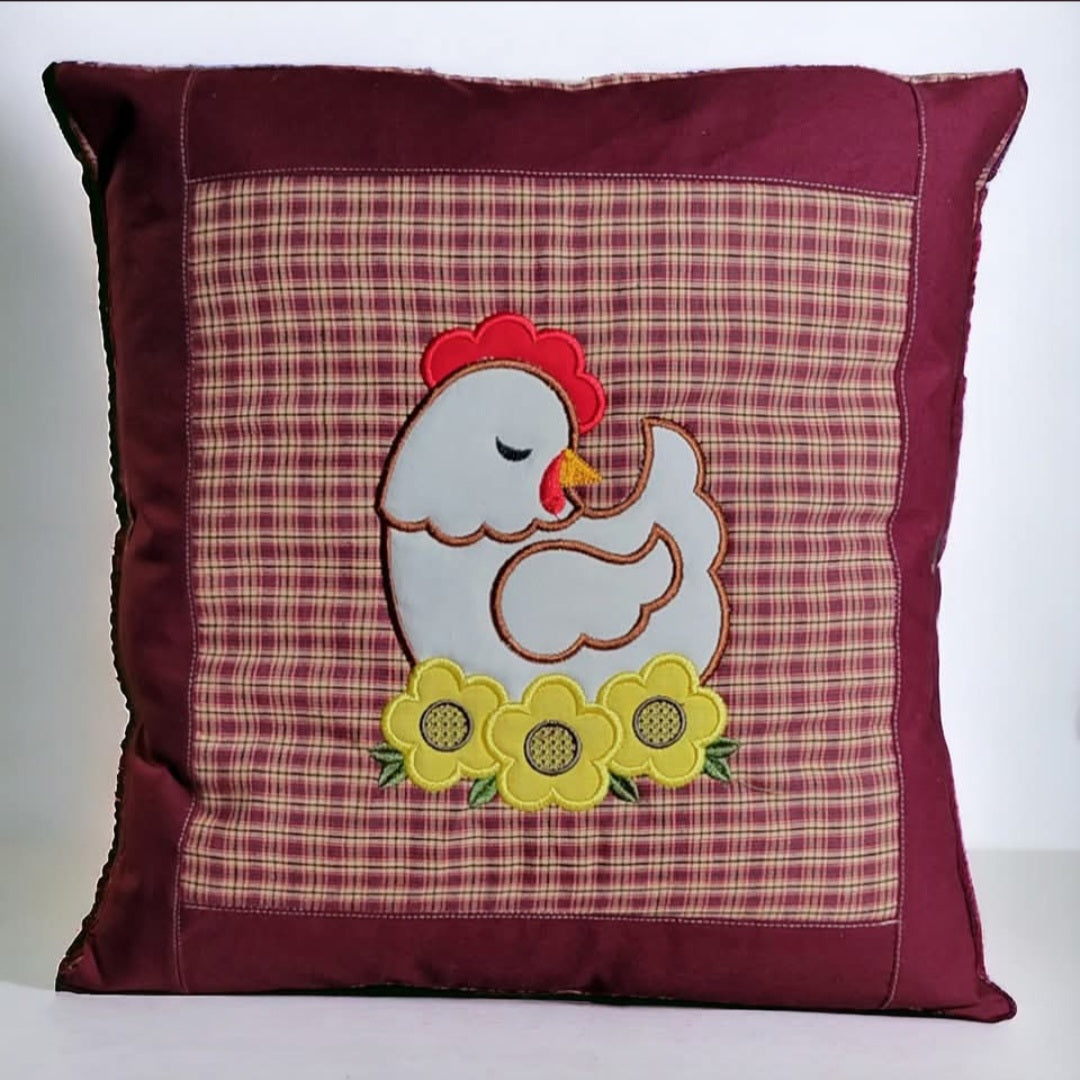 Farmhouse Chicken Pillow Cover | 18 Inch Decorative Throw Pillow Cover