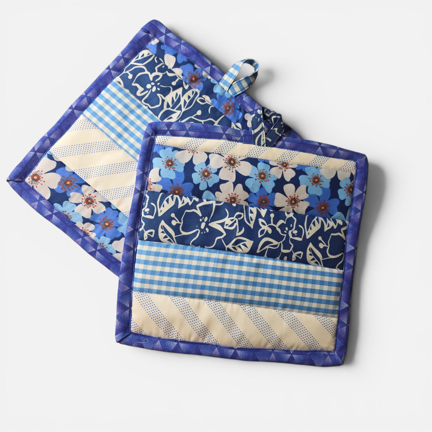 Quilted Stripes Oversized Potholder Set – Handmade Cotton Heat Resistant Hot Pads