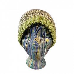 Autumn Colors with Fake Fur Pom-Pom Loom Knit Hat-