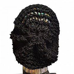 Solid Black Loom Knit Slouchy Hat-