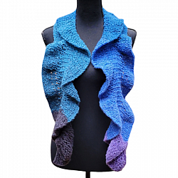 Evening Dreams Ruffled Scarf-loom knitting, blue scarf, turqouise scarf, winter scarf, ruffled scarf