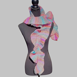 Lollipop Ruffled Scarf-leafy sea dragon scarf, ruffled scarf, knit scarf, wool blend scarf, pastel scarf