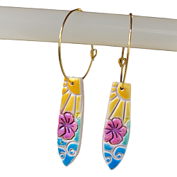 Painted Summer Flower Earrings-