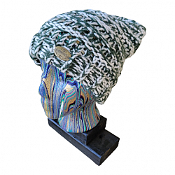 Dark Green and Soft Gray Loom Knit Adult Beanie-