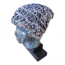 Black, White, and Gray Adult Loom Knit Beanie-