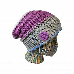 Purple, Gray, and White City Hat-