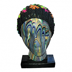 Bright Multi Color and Black Slouchy Hat-