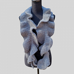 Alpaca Blend Pewter Gray Ruffled Scarf-leafy sea dragon scarf, ruffled scarf, knit scarf, alpaca wool, alpaca wool scarf