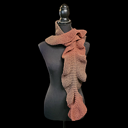 Wine and Chocolate Loom Knit Ruffled Scarf-