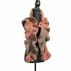 Wine and Chocolate Loom Knit Ruffled Scarf-