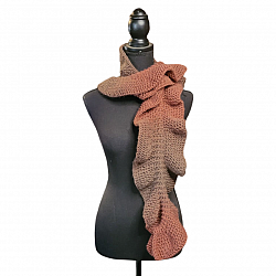 Wine and Chocolate Loom Knit Ruffled Scarf-